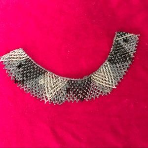 Huichol handmade beaded necklace grey silver boho